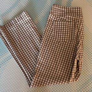 J. McLaughlin Ivy Brown and Cream Gingham Pants